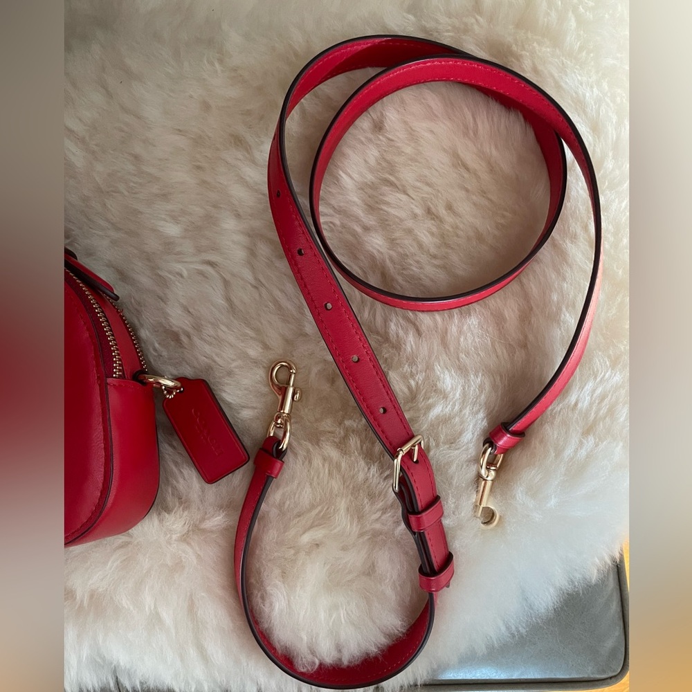 Coach Cherry Red Leather Quilted Crossbody Bag - Picture 5 of 7